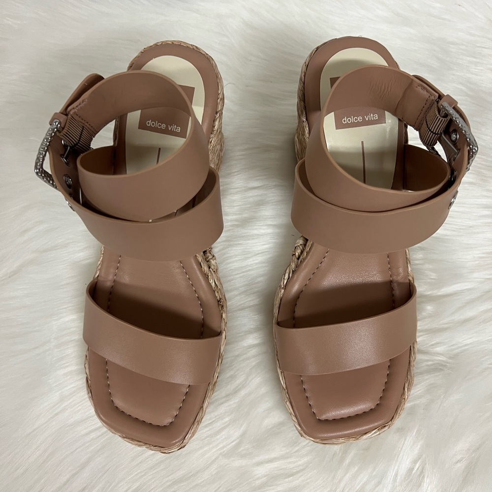 Dolce Vita Aldona Braided Raffia Ankle Strap Wedge Sandal Belgium Sweet - Picture 10 of 15